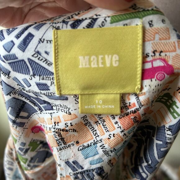 MAEVE Anthropologie Cartography London Map Print Blouse Shirt Top Size 10 - Picture 10 of 10